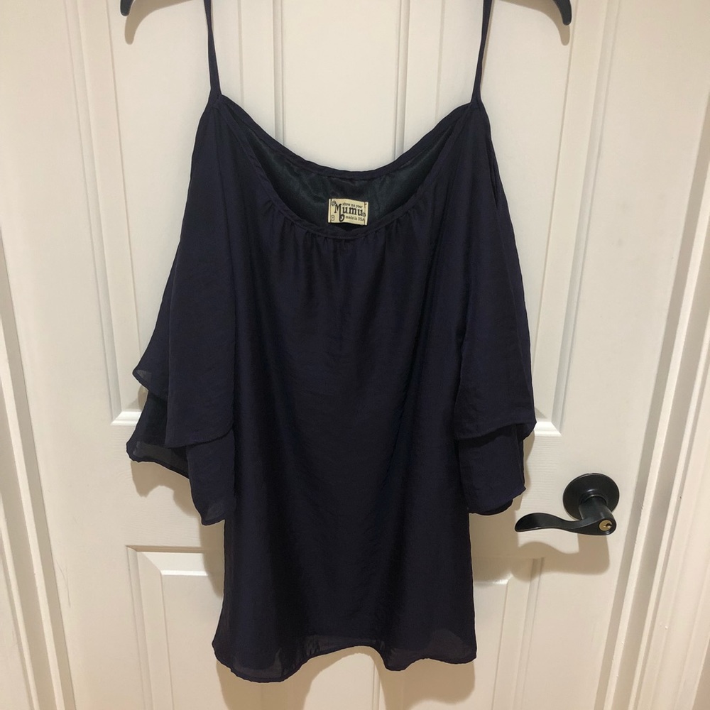 Sheridan Shoulder Dress ~ Eggplant Silky Satin – M